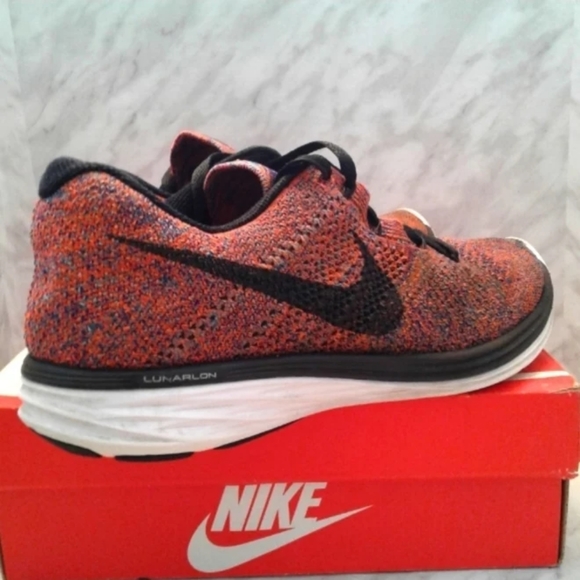 Nike Flyknit Lunar 3 Size mens sz 11 Running Shoes Concord Black/Crimson Orange - Picture 4 of 6